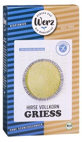Hirse-Vollkorn Grieß 250g - Werz Bio

Vollkorn Hirse Grieß von Werz für glutenfreie Suppen, Süßspeisen und Grießnockerl .
