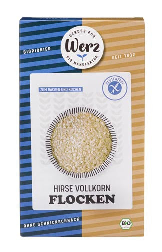 Hirse Vollkorn Flocken 250g - Werz Bio

Glutenfreie Vollkorn Hirse Flocken von Werz, zum Backen oder für das Müsli.
