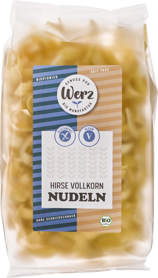 Hirse Vollkorn Nudeln 200g - Werz Bio

Genießen Sie die gekochte Pasta mit Pesto, einer klassischen Tomatensoße oder als Einlage für eine Brühe.&nbsp;