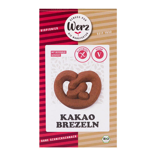 Kakao Brezeln 125g - Werz bio

&nbsp;Kleine glutenfreie Reisbrezeln gesüßt mit Reissirup und Bio-Kakao.