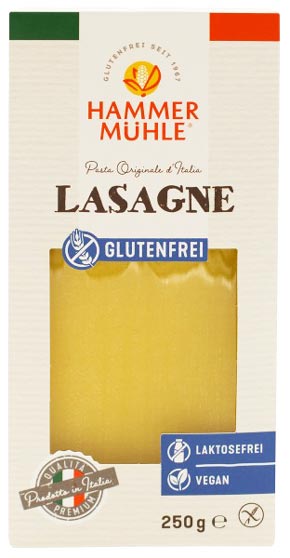 Lasagneblätter 250g - Hammermühle

Glutenfreie Lasagneblätter von Hammermühle, für eine hervorragend selbstgemachte Lasagne.