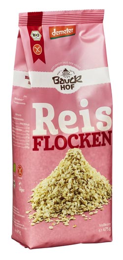 Reisflocken 475g - Bauckhof Bio

Bio Reisflocken Vollkorn von Bauckhof. Ideal zur Herstellung von glutenfreien Breien, zum Frühstück mit Milch, Saft oder Quark, oder zum Backen von glutenfreien Brot, Brötchen, Keksen und Müsliriegeln.