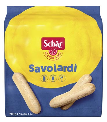 Savoiardi Biskotten 200g - Schär

Savoiardi von Dr. Schär sind glutenfreie Löffelbiskuits. Die leichten Biskuits geniessen Sie am besten zu Kaffee und Tee.