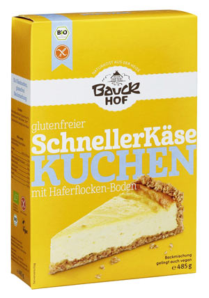 Schneller Käsekuchen 485 g - Bauckhof Bio

Glutenfreie Backmischung für einen Käsekuchen mit Haferflocken-Boden von Bauckhof. Backen Sie in kürzester Zeit einen schmackhaften glutenfreien Käsekuchen! Die Haferflocken sind kontrolliert glutenfrei.