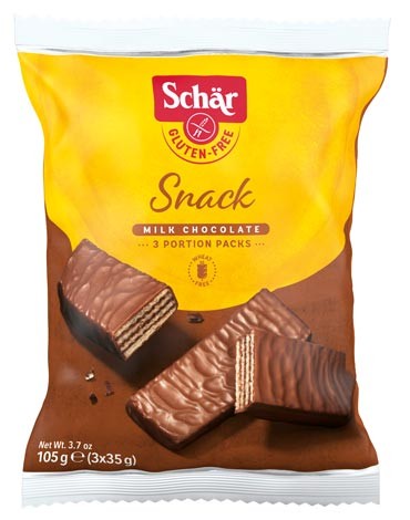 Snack 105g - Schär

Snack von Dr. Schär sind glutenfreie Haselnussriegel mit feiner Schokolade überzogenen.
