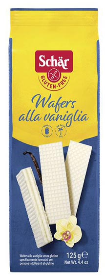 Wafers vaniglia ( Waffeln mit Vanillecreme) 125g - Schär

Wafers alla vaniglia von Dr. Schär ist eine glutenfreie Vanillecreme-Waffel. Leichte glutenfreie Waffeln mit leckeren Vaniellegeschmack.